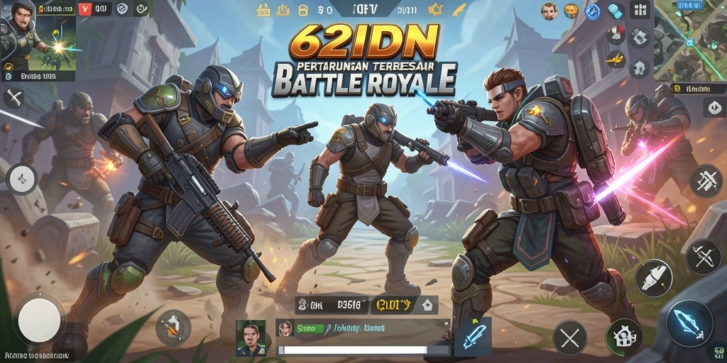 Gameplay mendebarkan dalam pertarungan Battle Royale di 62IDN.