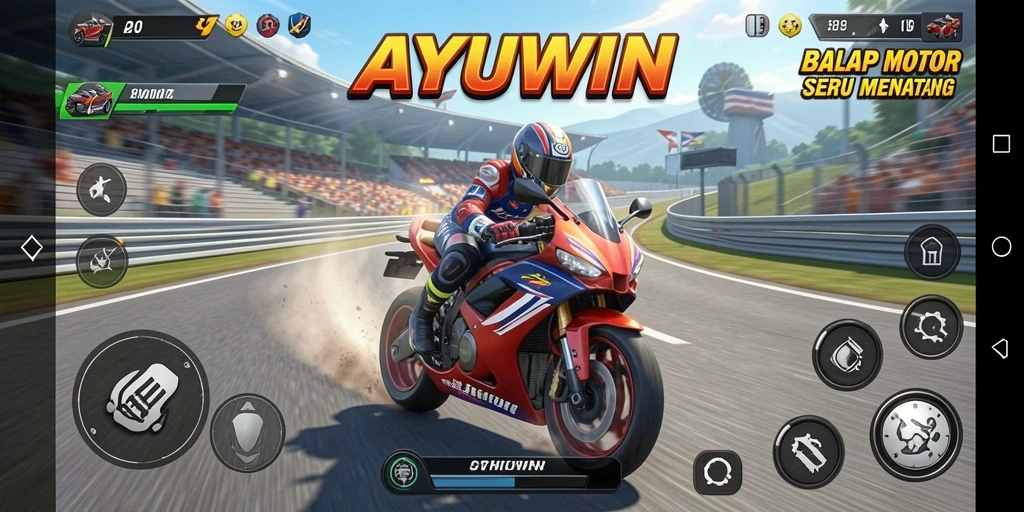 Gambaran gameplay menarik dari AYUWIN saat balapan motor penuh aksi.