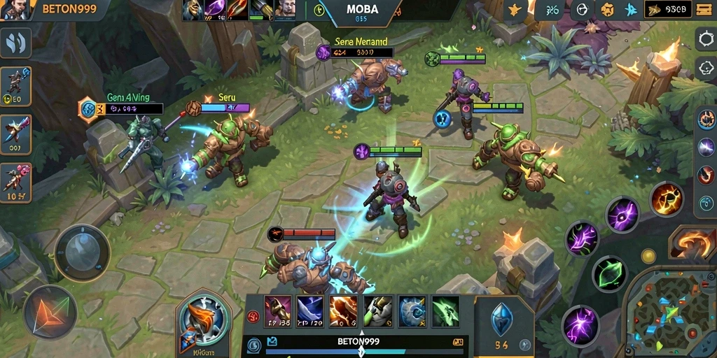 Tampilan screenshot BETON999 yang luar biasa dari pertandingan MOBA.