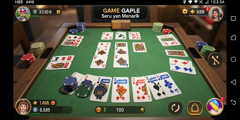 Tampilan gameplay H89 yang menampilkan serunya bermain Gaple.