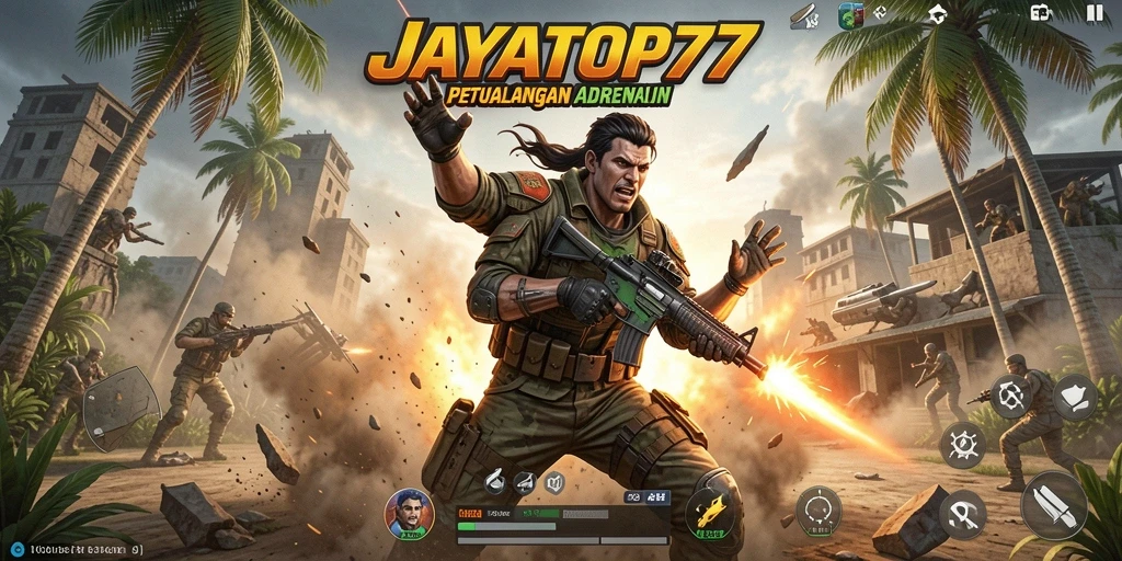 Screenshot gameplay JAYATOP77 menunjukkan aksi seru karakter melawan musuh.