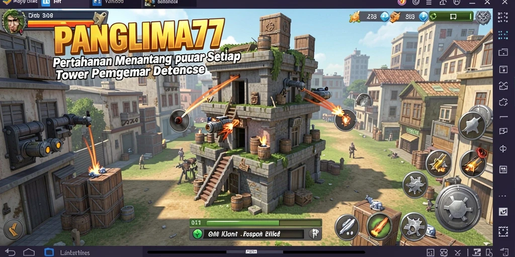 Gameplay menarik dalam PANGLIMA77 dengan menara pertahanan yang strategis.
