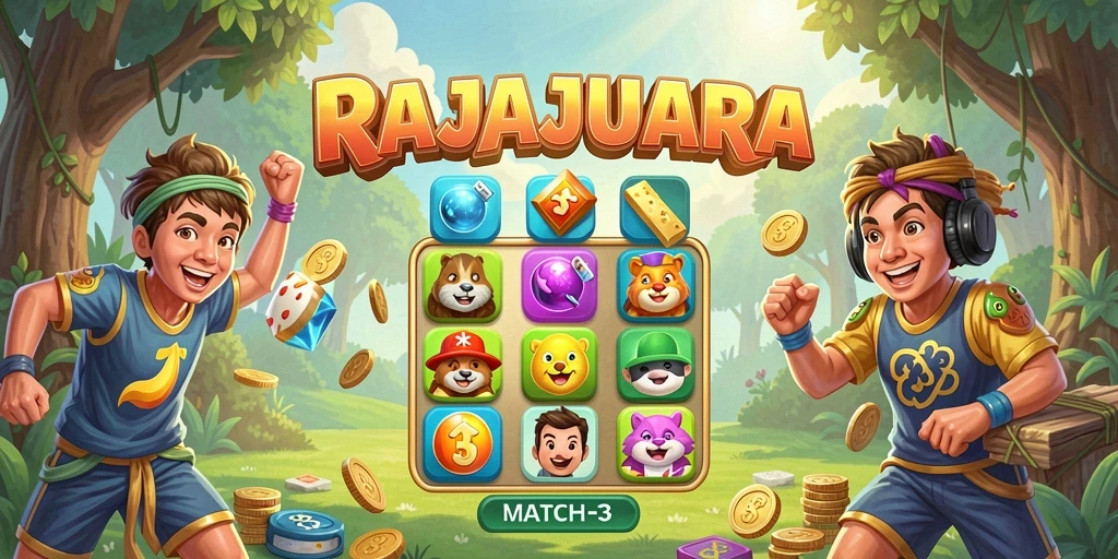 Tampilan seru gameplay RAJAJUARA dengan elemen Match-3 yang menantang.