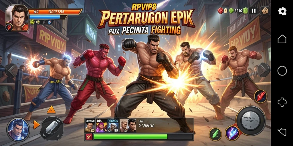 Tampilan gameplay seru dalam RPVIP8 saat bertarung melawan lawan.