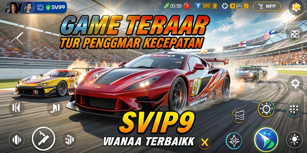 Screenshot menunjukkan momen balapan mendebarkan di SVIP9.