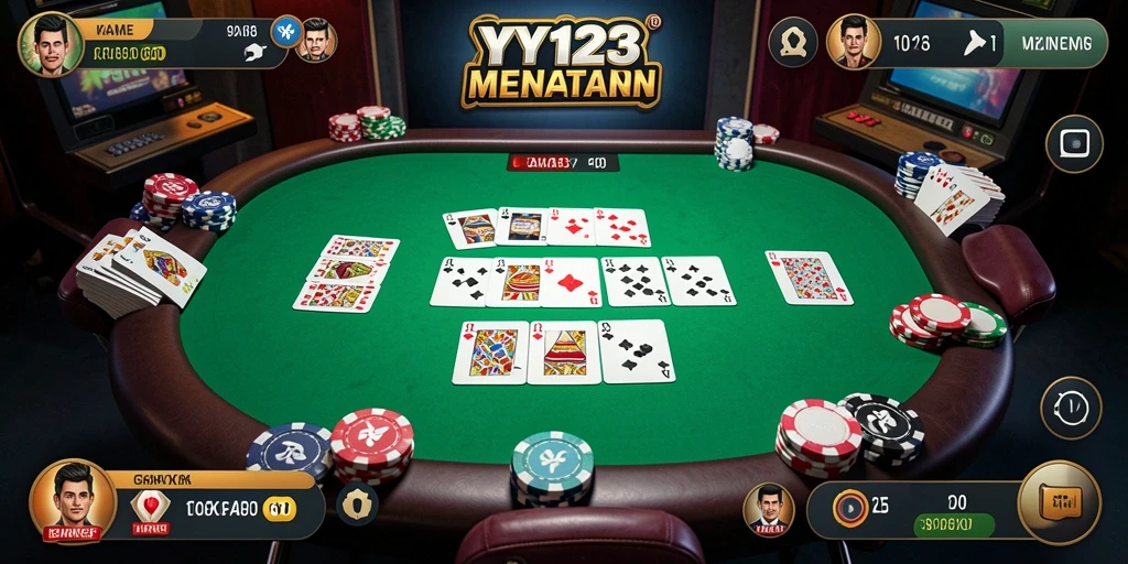 Tampilan menarik dari gameplay YY123 dengan suasana poker yang mendebarkan.